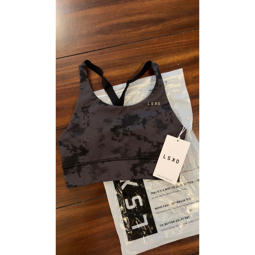 LSKD Accelerate Sports Bra Black Tie Dye Women's Size XS WBRA01427P NWT NEW
